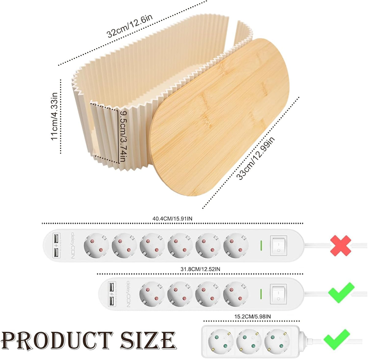 Cable Box, Cable Organiser Box for Tidy Wire Storage at Home and Office
